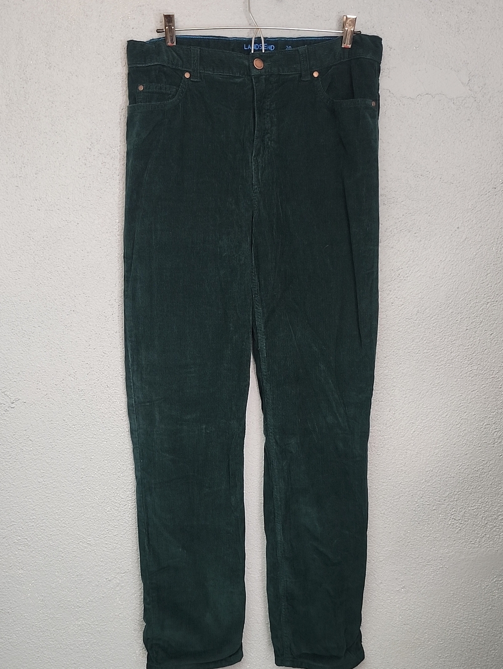 Lands' End Women's Straight-Leg Corduroy Pants in Deep Green